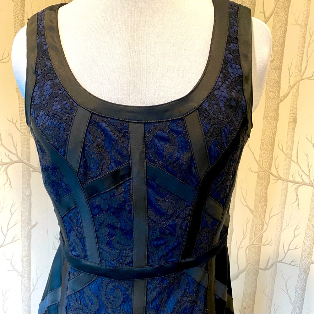 Black Lace and Navy cocktail dress Size 8